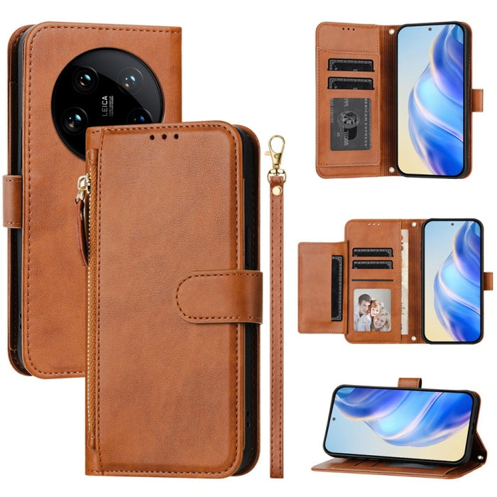 Estuche de cuero para teléfono con cremallera y ranuras para varias tarjetas, For Xiaomi 17 Max 5G, For Xiaomi 17T Pro 5G, For Xiaomi 15T Pro 5G, For Xiaomi 15T 5G, Xiaomi Civi 5 Pro, For Xiaomi 15S Pro, For Xiaomi Poco X7 / Redmi Note 14 Pro 5G       ...