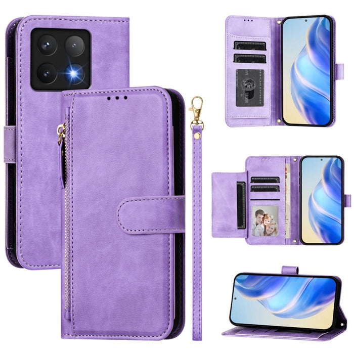 Estuche de cuero para teléfono con cremallera y ranuras para varias tarjetas, For Xiaomi 17 Max 5G, For Xiaomi 17T Pro 5G, For Xiaomi 15T Pro 5G, For Xiaomi 15T 5G, Xiaomi Civi 5 Pro, For Xiaomi 15S Pro, For Xiaomi Poco X7 / Redmi Note 14 Pro 5G       ...