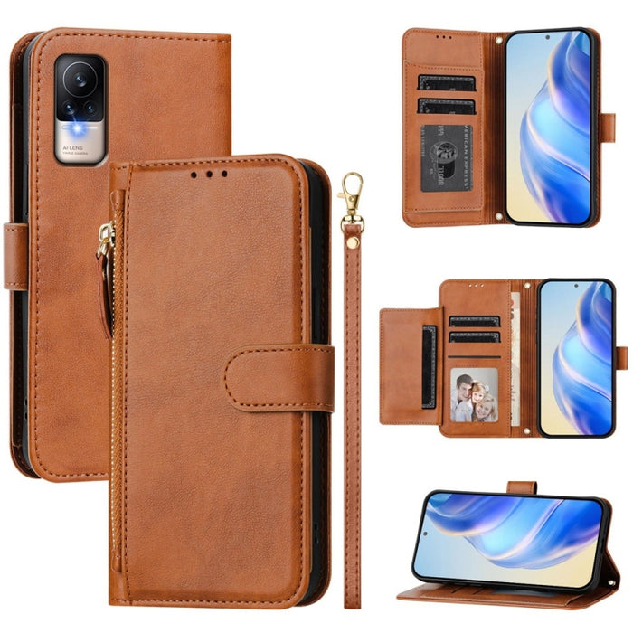 Estuche de cuero para teléfono con cremallera y ranuras para varias tarjetas, For Xiaomi 14 Pro Global, For Xiaomi 14, For Xiaomi 13 Ultra, For Xiaomi Civi 3, For Xiaomi 13 Lite / Civi 2, For Xiaomi 13 Pro, For Xiaomi 13, For Xiaomi 12S Ultra          ...