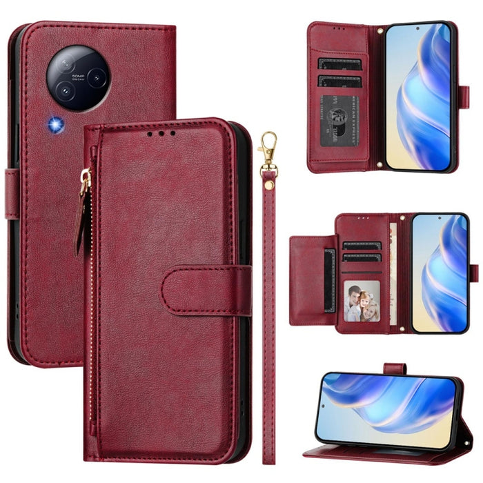 Estuche de cuero para teléfono con cremallera y ranuras para varias tarjetas, For Xiaomi 14 Pro Global, For Xiaomi 14, For Xiaomi 13 Ultra, For Xiaomi Civi 3, For Xiaomi 13 Lite / Civi 2, For Xiaomi 13 Pro, For Xiaomi 13, For Xiaomi 12S Ultra          ...