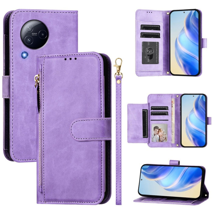 Estuche de cuero para teléfono con cremallera y ranuras para varias tarjetas, For Xiaomi 14 Pro Global, For Xiaomi 14, For Xiaomi 13 Ultra, For Xiaomi Civi 3, For Xiaomi 13 Lite / Civi 2, For Xiaomi 13 Pro, For Xiaomi 13, For Xiaomi 12S Ultra          ...