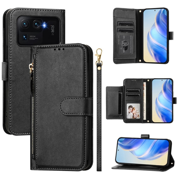 Estuche de cuero para teléfono con cremallera y ranuras para varias tarjetas, For Xiaomi 11T / 11T Pro, For Xiaomi Poco X3 GT, For Xiaomi Poco X3 Pro, For Xiaomi Mi 11 Ultra, For Xiaomi Mi 11 Pro, For Xiaomi Mi 11