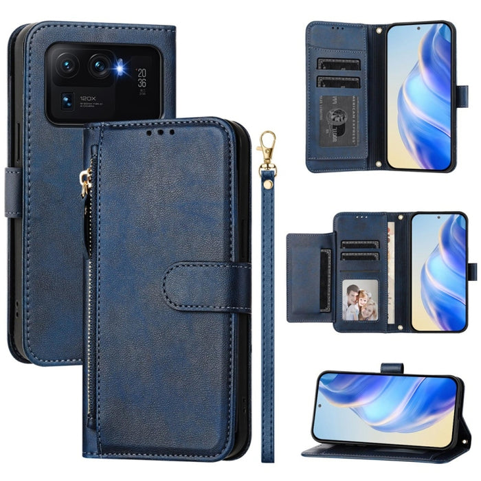 Estuche de cuero para teléfono con cremallera y ranuras para varias tarjetas, For Xiaomi 11T / 11T Pro, For Xiaomi Poco X3 GT, For Xiaomi Poco X3 Pro, For Xiaomi Mi 11 Ultra, For Xiaomi Mi 11 Pro, For Xiaomi Mi 11