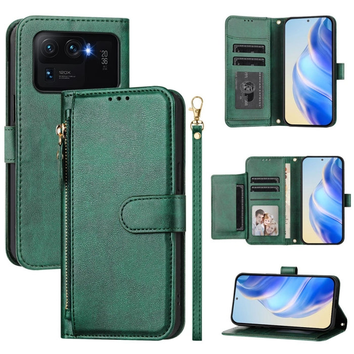 Estuche de cuero para teléfono con cremallera y ranuras para varias tarjetas, For Xiaomi 11T / 11T Pro, For Xiaomi Poco X3 GT, For Xiaomi Poco X3 Pro, For Xiaomi Mi 11 Ultra, For Xiaomi Mi 11 Pro, For Xiaomi Mi 11