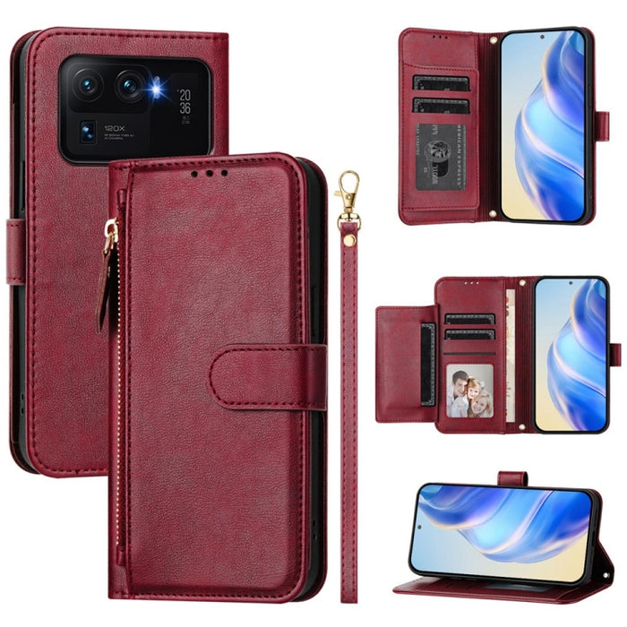 Estuche de cuero para teléfono con cremallera y ranuras para varias tarjetas, For Xiaomi 11T / 11T Pro, For Xiaomi Poco X3 GT, For Xiaomi Poco X3 Pro, For Xiaomi Mi 11 Ultra, For Xiaomi Mi 11 Pro, For Xiaomi Mi 11