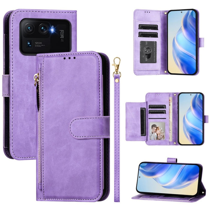 Estuche de cuero para teléfono con cremallera y ranuras para varias tarjetas, For Xiaomi 11T / 11T Pro, For Xiaomi Poco X3 GT, For Xiaomi Poco X3 Pro, For Xiaomi Mi 11 Ultra, For Xiaomi Mi 11 Pro, For Xiaomi Mi 11