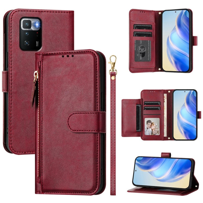 Estuche de cuero para teléfono con cremallera y ranuras para varias tarjetas, For Xiaomi 11T / 11T Pro, For Xiaomi Poco X3 GT, For Xiaomi Poco X3 Pro, For Xiaomi Mi 11 Ultra, For Xiaomi Mi 11 Pro, For Xiaomi Mi 11