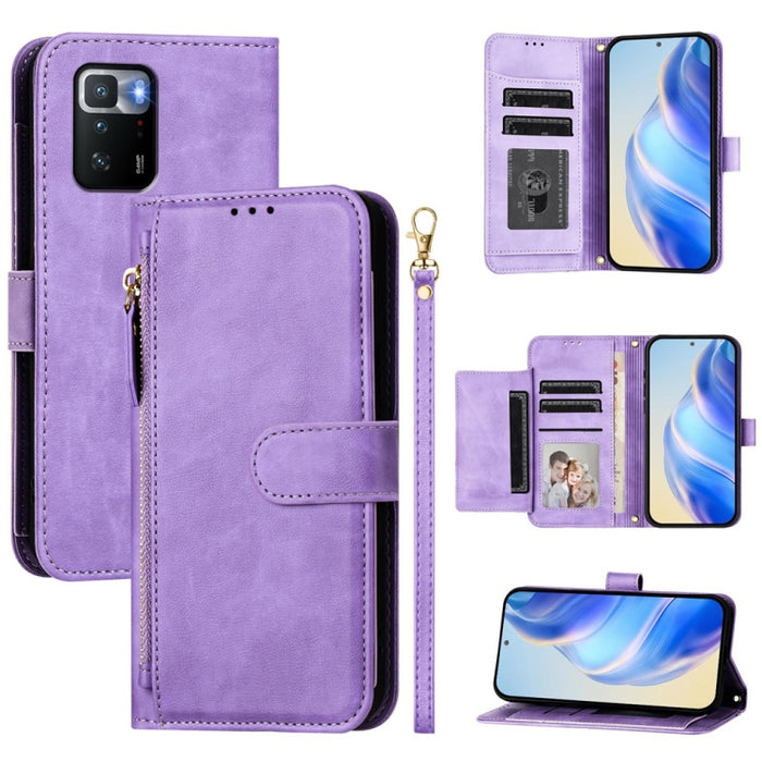 Estuche de cuero para teléfono con cremallera y ranuras para varias tarjetas, For Xiaomi 11T / 11T Pro, For Xiaomi Poco X3 GT, For Xiaomi Poco X3 Pro, For Xiaomi Mi 11 Ultra, For Xiaomi Mi 11 Pro, For Xiaomi Mi 11
