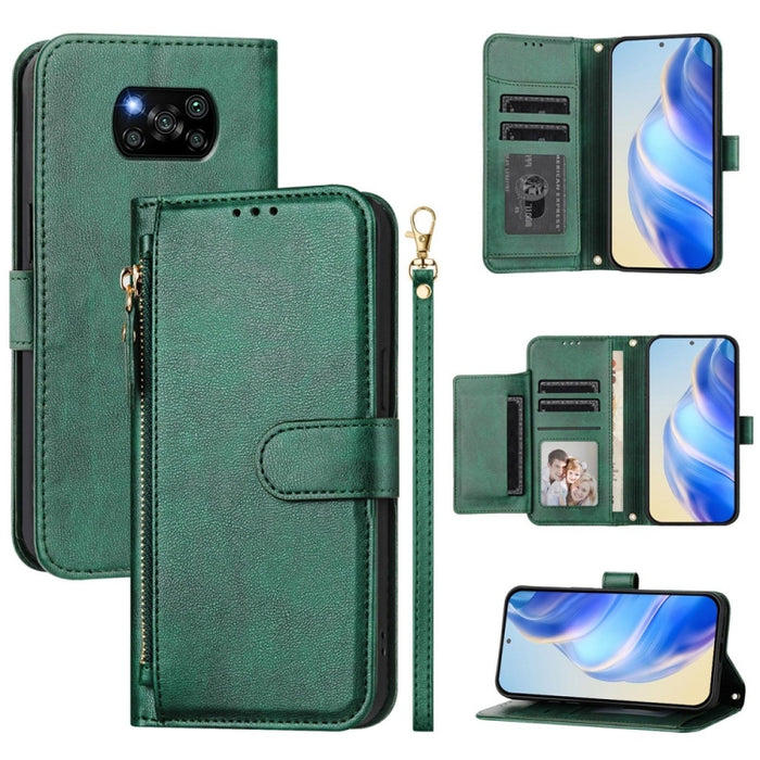 Estuche de cuero para teléfono con cremallera y ranuras para varias tarjetas, For Xiaomi 11T / 11T Pro, For Xiaomi Poco X3 GT, For Xiaomi Poco X3 Pro, For Xiaomi Mi 11 Ultra, For Xiaomi Mi 11 Pro, For Xiaomi Mi 11