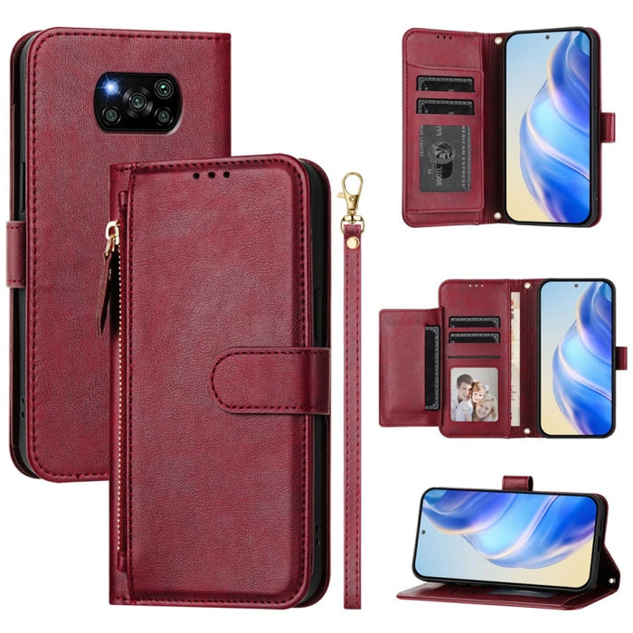 Estuche de cuero para teléfono con cremallera y ranuras para varias tarjetas, For Xiaomi 11T / 11T Pro, For Xiaomi Poco X3 GT, For Xiaomi Poco X3 Pro, For Xiaomi Mi 11 Ultra, For Xiaomi Mi 11 Pro, For Xiaomi Mi 11