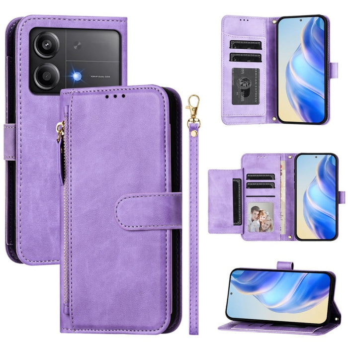 Estuche de cuero para teléfono con cremallera y ranuras para varias tarjetas, For Xiaomi 17 Max 5G, For Xiaomi 17T Pro 5G, For Xiaomi 15T Pro 5G, For Xiaomi 15T 5G, Xiaomi Civi 5 Pro, For Xiaomi 15S Pro, For Xiaomi Poco X7 / Redmi Note 14 Pro 5G       ...