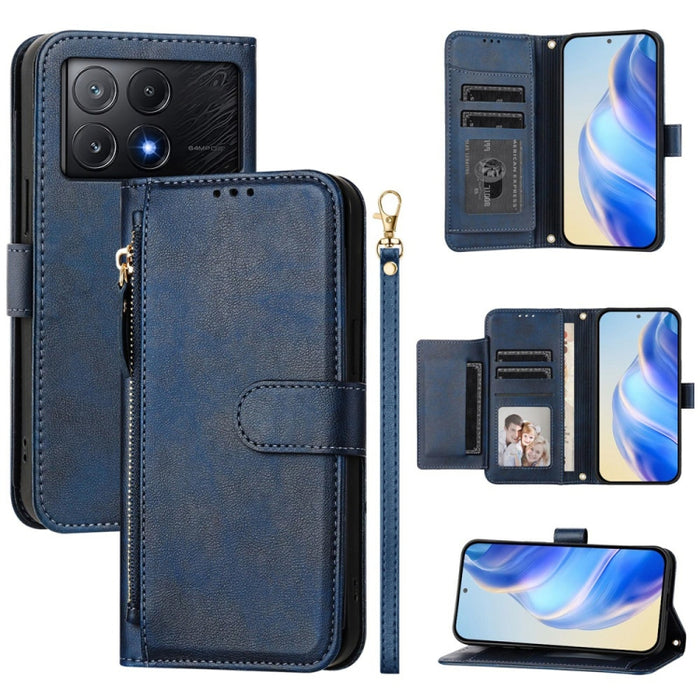 Estuche de cuero para teléfono con cremallera y ranuras para varias tarjetas, For Xiaomi 17 Max 5G, For Xiaomi 17T Pro 5G, For Xiaomi 15T Pro 5G, For Xiaomi 15T 5G, Xiaomi Civi 5 Pro, For Xiaomi 15S Pro, For Xiaomi Poco X7 / Redmi Note 14 Pro 5G       ...