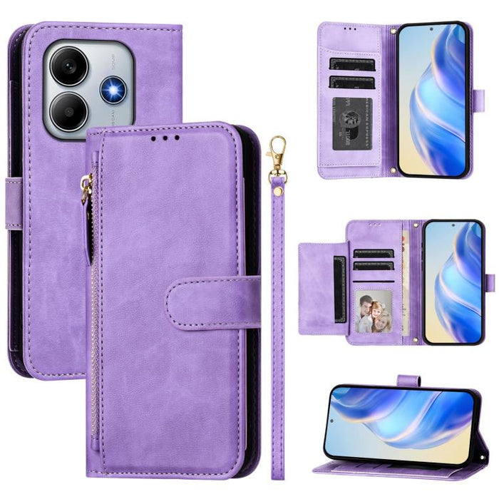 Estuche de cuero para teléfono con cremallera y ranuras para varias tarjetas, For Xiaomi 17 Max 5G, For Xiaomi 17T Pro 5G, For Xiaomi 15T Pro 5G, For Xiaomi 15T 5G, Xiaomi Civi 5 Pro, For Xiaomi 15S Pro, For Xiaomi Poco X7 / Redmi Note 14 Pro 5G       ...