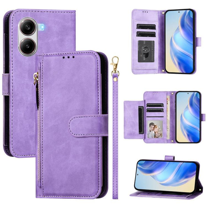 Estuche de cuero para teléfono con cremallera y ranuras para varias tarjetas, For Xiaomi 17 Max 5G, For Xiaomi 17T Pro 5G, For Xiaomi 15T Pro 5G, For Xiaomi 15T 5G, Xiaomi Civi 5 Pro, For Xiaomi 15S Pro, For Xiaomi Poco X7 / Redmi Note 14 Pro 5G       ...