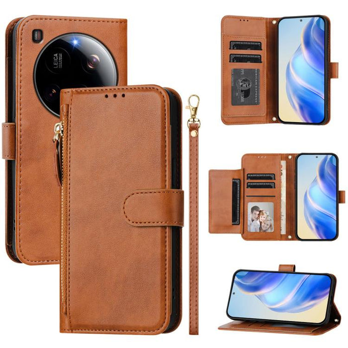 Estuche de cuero para teléfono con cremallera y ranuras para varias tarjetas, For Xiaomi 17 Max 5G, For Xiaomi 17T Pro 5G, For Xiaomi 15T Pro 5G, For Xiaomi 15T 5G, Xiaomi Civi 5 Pro, For Xiaomi 15S Pro, For Xiaomi Poco X7 / Redmi Note 14 Pro 5G       ...