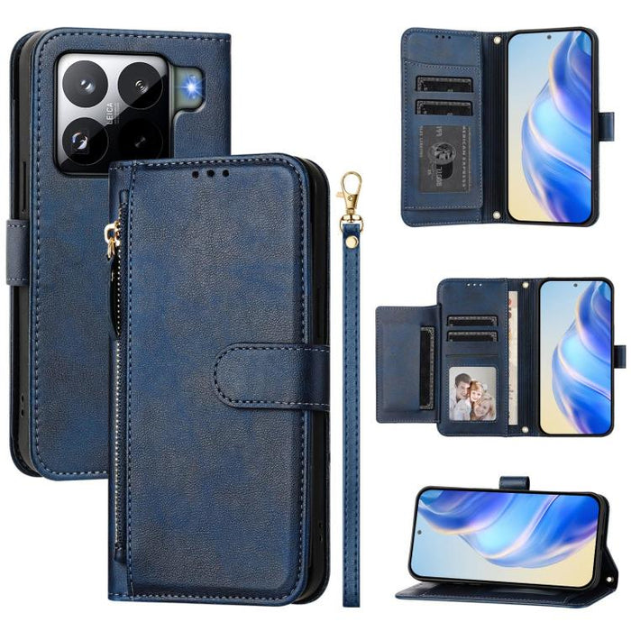 Estuche de cuero para teléfono con cremallera y ranuras para varias tarjetas, For Xiaomi 17 Max 5G, For Xiaomi 17T Pro 5G, For Xiaomi 15T Pro 5G, For Xiaomi 15T 5G, Xiaomi Civi 5 Pro, For Xiaomi 15S Pro, For Xiaomi Poco X7 / Redmi Note 14 Pro 5G       ...