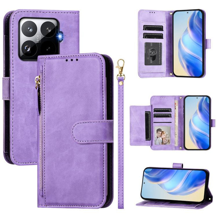 Estuche de cuero para teléfono con cremallera y ranuras para varias tarjetas, For Xiaomi 17 Max 5G, For Xiaomi 17T Pro 5G, For Xiaomi 15T Pro 5G, For Xiaomi 15T 5G, Xiaomi Civi 5 Pro, For Xiaomi 15S Pro, For Xiaomi Poco X7 / Redmi Note 14 Pro 5G       ...