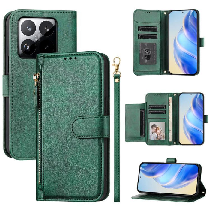 Estuche de cuero para teléfono con cremallera y ranuras para varias tarjetas, For Xiaomi 17 Max 5G, For Xiaomi 17T Pro 5G, For Xiaomi 15T Pro 5G, For Xiaomi 15T 5G, Xiaomi Civi 5 Pro, For Xiaomi 15S Pro, For Xiaomi Poco X7 / Redmi Note 14 Pro 5G       ...