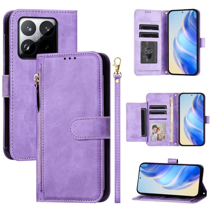 Estuche de cuero para teléfono con cremallera y ranuras para varias tarjetas, For Xiaomi 17 Max 5G, For Xiaomi 17T Pro 5G, For Xiaomi 15T Pro 5G, For Xiaomi 15T 5G, Xiaomi Civi 5 Pro, For Xiaomi 15S Pro, For Xiaomi Poco X7 / Redmi Note 14 Pro 5G       ...