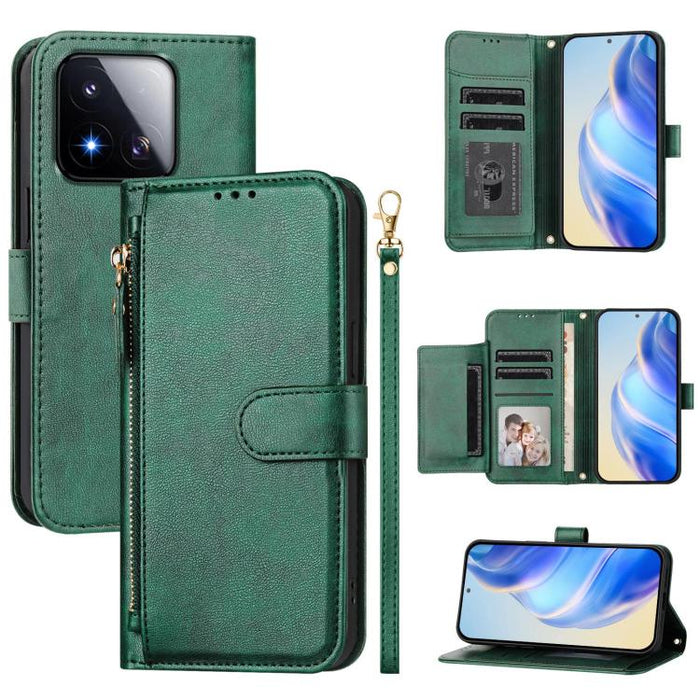 Estuche de cuero para teléfono con cremallera y ranuras para varias tarjetas, For Xiaomi 17 Max 5G, For Xiaomi 17T Pro 5G, For Xiaomi 15T Pro 5G, For Xiaomi 15T 5G, Xiaomi Civi 5 Pro, For Xiaomi 15S Pro, For Xiaomi Poco X7 / Redmi Note 14 Pro 5G       ...