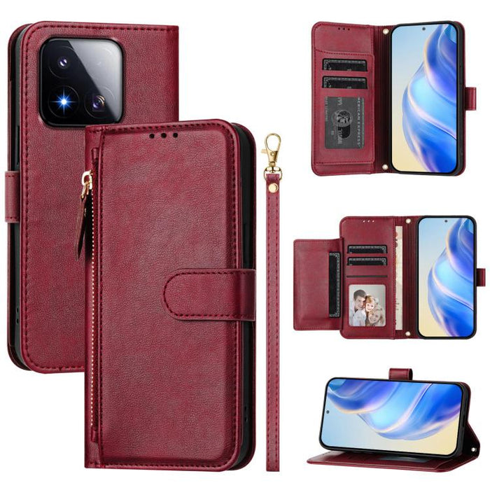 Estuche de cuero para teléfono con cremallera y ranuras para varias tarjetas, For Xiaomi 17 Max 5G, For Xiaomi 17T Pro 5G, For Xiaomi 15T Pro 5G, For Xiaomi 15T 5G, Xiaomi Civi 5 Pro, For Xiaomi 15S Pro, For Xiaomi Poco X7 / Redmi Note 14 Pro 5G       ...