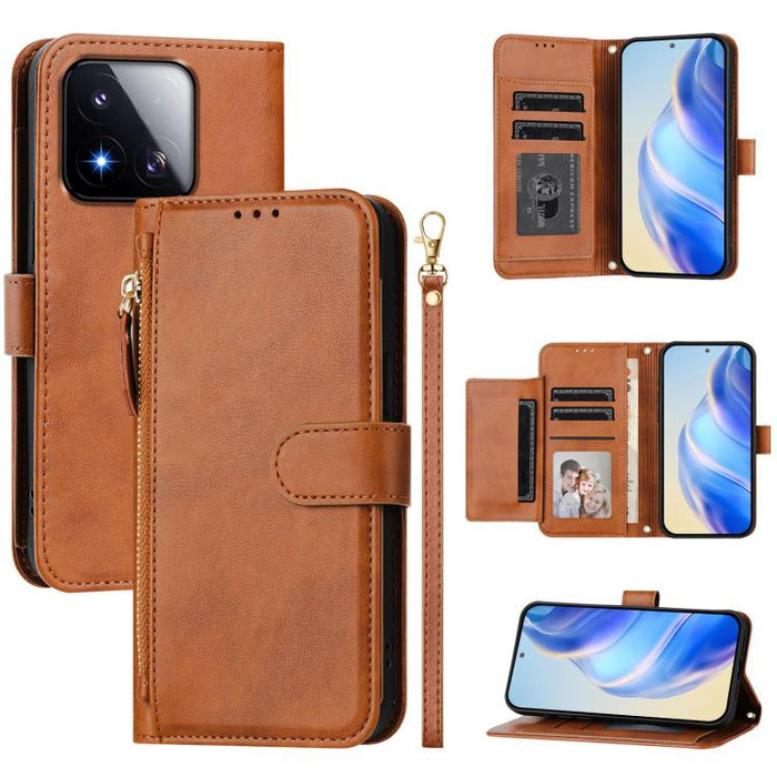Estuche de cuero para teléfono con cremallera y ranuras para varias tarjetas, For Xiaomi 17 Max 5G, For Xiaomi 17T Pro 5G, For Xiaomi 15T Pro 5G, For Xiaomi 15T 5G, Xiaomi Civi 5 Pro, For Xiaomi 15S Pro, For Xiaomi Poco X7 / Redmi Note 14 Pro 5G       ...