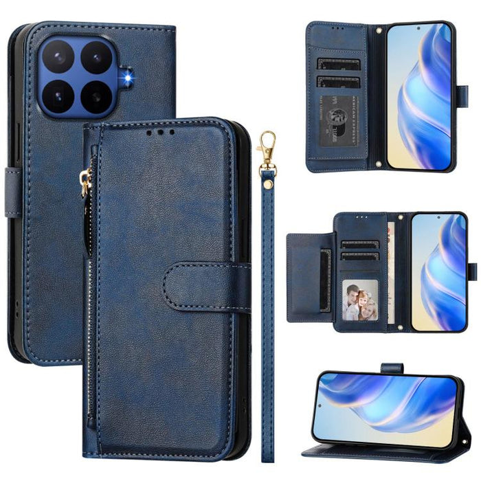 Estuche de cuero para teléfono con cremallera y ranuras para varias tarjetas, For Xiaomi 17 Max 5G, For Xiaomi 17T Pro 5G, For Xiaomi 15T Pro 5G, For Xiaomi 15T 5G, Xiaomi Civi 5 Pro, For Xiaomi 15S Pro, For Xiaomi Poco X7 / Redmi Note 14 Pro 5G       ...