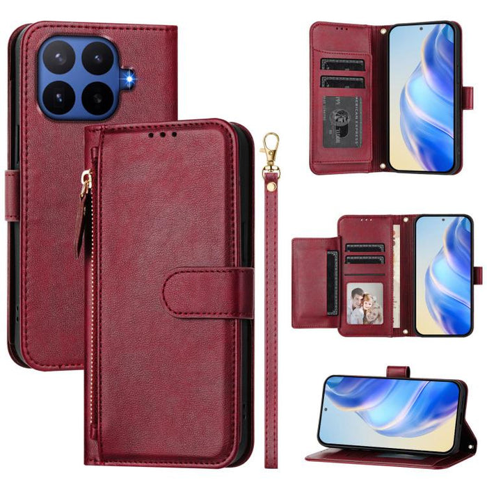 Estuche de cuero para teléfono con cremallera y ranuras para varias tarjetas, For Xiaomi 17 Max 5G, For Xiaomi 17T Pro 5G, For Xiaomi 15T Pro 5G, For Xiaomi 15T 5G, Xiaomi Civi 5 Pro, For Xiaomi 15S Pro, For Xiaomi Poco X7 / Redmi Note 14 Pro 5G       ...