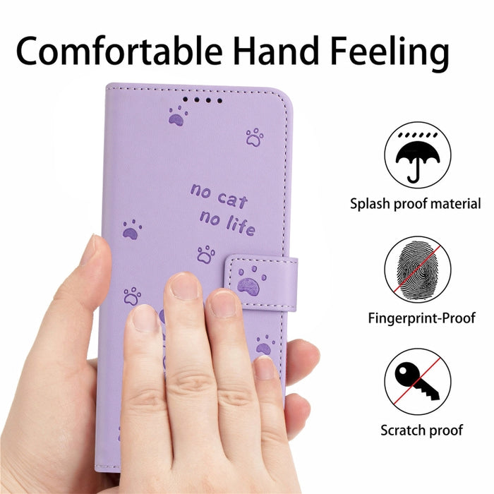 Funda de cuero para teléfono con gatito en relieve y cordón, For Redmi Note 10 Pro