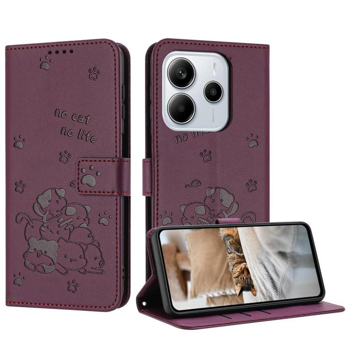 Funda de cuero para teléfono con gatito en relieve y cordón, For Redmi 15a 5G, For Redmi A7 Pro 4G 171mm, For Redmi Turbo 5 Max / Poco X8 Pro Max, For Redmi Turbo 5 / Poco X8 Pro 5G, For Redmi Note 15 Pro+ 5G Global 163.3mm                             ...