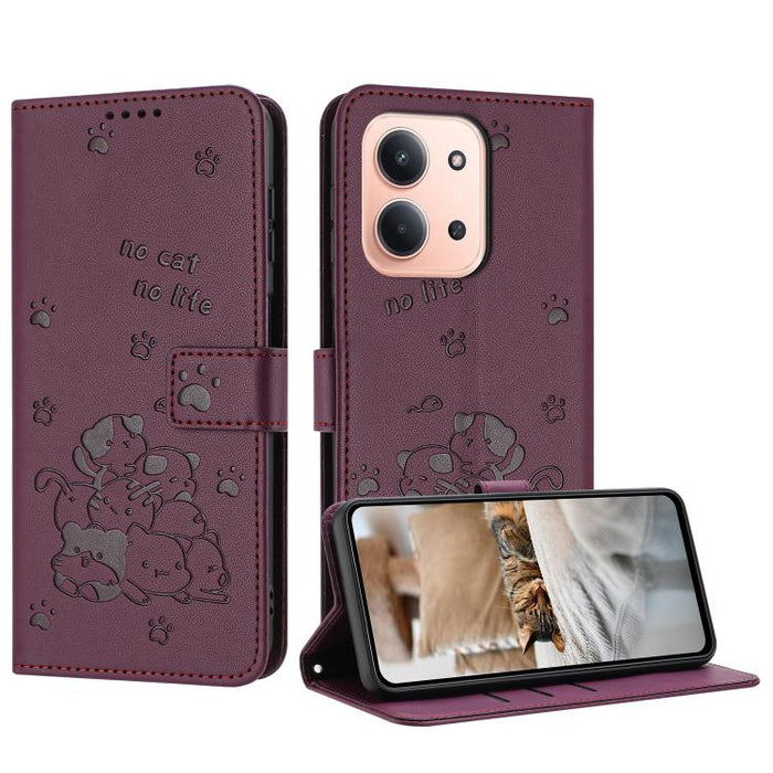 Funda de cuero para teléfono con gatito en relieve y cordón, For Redmi 15a 5G, For Redmi A7 Pro 4G 171mm, For Redmi Turbo 5 Max / Poco X8 Pro Max, For Redmi Turbo 5 / Poco X8 Pro 5G, For Redmi Note 15 Pro+ 5G Global 163.3mm                             ...