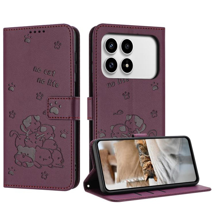 Funda de cuero para teléfono con gatito en relieve y cordón, For Redmi 15a 5G, For Redmi A7 Pro 4G 171mm, For Redmi Turbo 5 Max / Poco X8 Pro Max, For Redmi Turbo 5 / Poco X8 Pro 5G, For Redmi Note 15 Pro+ 5G Global 163.3mm                             ...