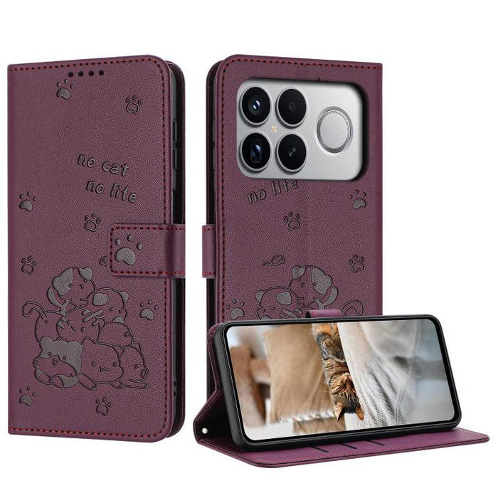 Funda de cuero para teléfono con gatito en relieve y cordón, For Redmi 15a 5G, For Redmi A7 Pro 4G 171mm, For Redmi Turbo 5 Max / Poco X8 Pro Max, For Redmi Turbo 5 / Poco X8 Pro 5G, For Redmi Note 15 Pro+ 5G Global 163.3mm                             ...