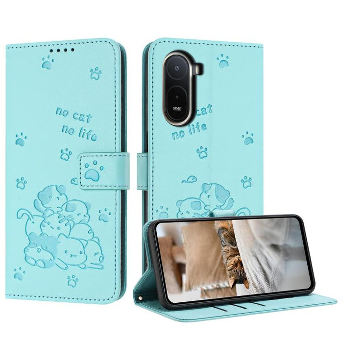 Funda de cuero para teléfono con gatito en relieve y cordón, For Redmi 15a 5G, For Redmi A7 Pro 4G 171mm, For Redmi Turbo 5 Max / Poco X8 Pro Max, For Redmi Turbo 5 / Poco X8 Pro 5G, For Redmi Note 15 Pro+ 5G Global 163.3mm                             ...
