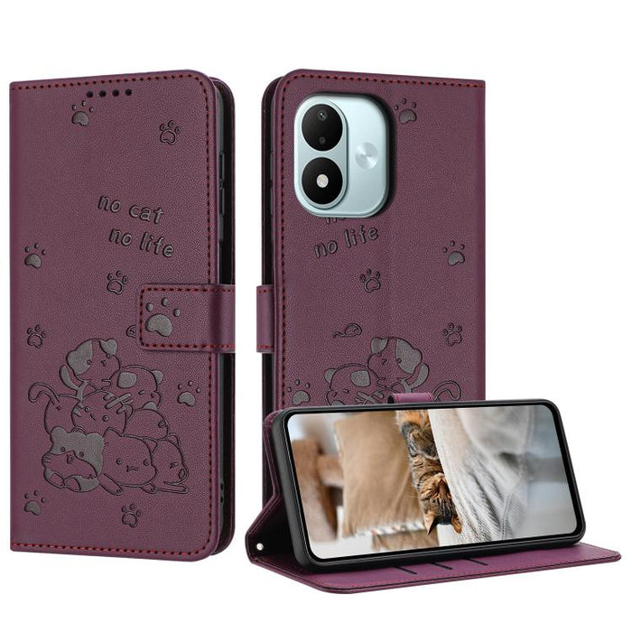 Funda de cuero para teléfono con gatito en relieve y cordón, For Redmi 15a 5G, For Redmi A7 Pro 4G 171mm, For Redmi Turbo 5 Max / Poco X8 Pro Max, For Redmi Turbo 5 / Poco X8 Pro 5G, For Redmi Note 15 Pro+ 5G Global 163.3mm                             ...
