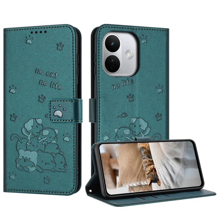 Funda de cuero para teléfono con gatito en relieve y cordón, For Redmi 15a 5G, For Redmi A7 Pro 4G 171mm, For Redmi Turbo 5 Max / Poco X8 Pro Max, For Redmi Turbo 5 / Poco X8 Pro 5G, For Redmi Note 15 Pro+ 5G Global 163.3mm                             ...