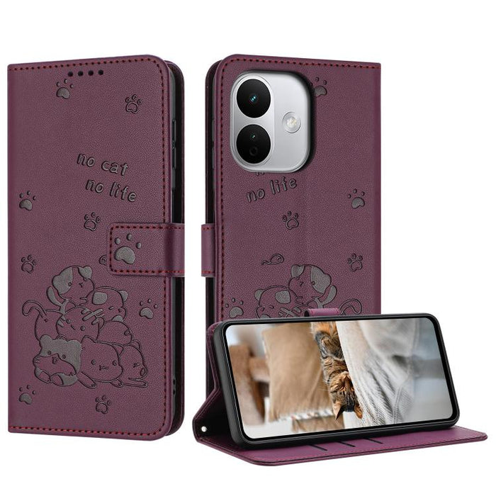 Funda de cuero para teléfono con gatito en relieve y cordón, For Redmi 15a 5G, For Redmi A7 Pro 4G 171mm, For Redmi Turbo 5 Max / Poco X8 Pro Max, For Redmi Turbo 5 / Poco X8 Pro 5G, For Redmi Note 15 Pro+ 5G Global 163.3mm                             ...