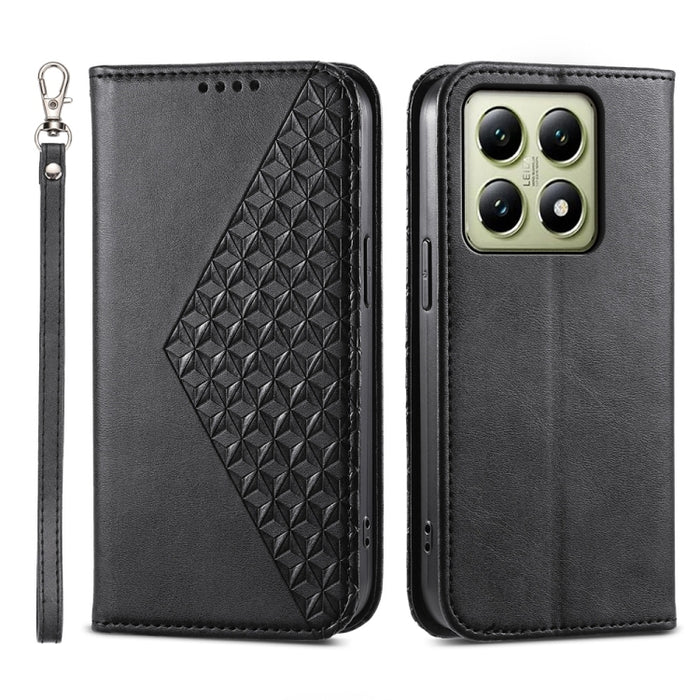 Funda de cuero magnética para teléfono con textura de becerro y cuadrícula cúbica, For Xiaomi 17 Max 5G, For Xiaomi 17T Pro 5G, For Xiaomi 17T 5G, For Xiaomi 17 Pro Max, For Xiaomi 17 Pro, For Xiaomi 17, For Xiaomi 15T Pro 5G, For Xiaomi 15T 5G        ...