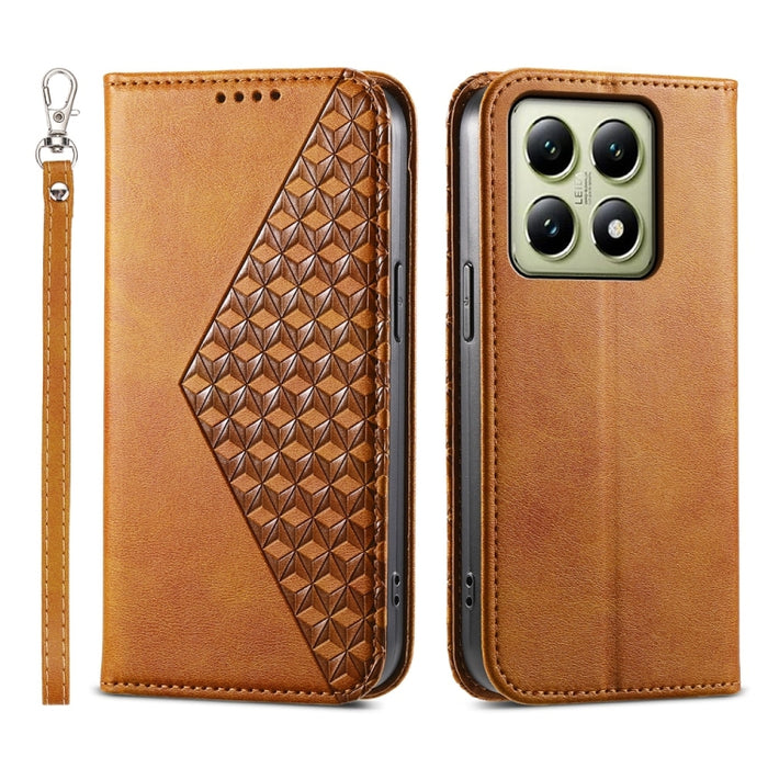 Funda de cuero magnética para teléfono con textura de becerro y cuadrícula cúbica, For Xiaomi 17 Max 5G, For Xiaomi 17T Pro 5G, For Xiaomi 17T 5G, For Xiaomi 17 Pro Max, For Xiaomi 17 Pro, For Xiaomi 17, For Xiaomi 15T Pro 5G, For Xiaomi 15T 5G        ...