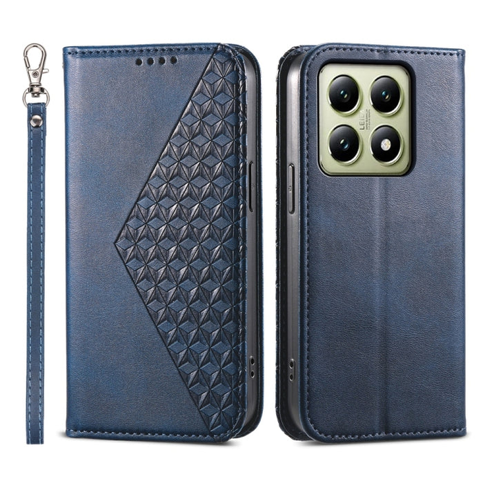 Funda de cuero magnética para teléfono con textura de becerro y cuadrícula cúbica, For Xiaomi 17 Max 5G, For Xiaomi 17T Pro 5G, For Xiaomi 17T 5G, For Xiaomi 17 Pro Max, For Xiaomi 17 Pro, For Xiaomi 17, For Xiaomi 15T Pro 5G, For Xiaomi 15T 5G        ...