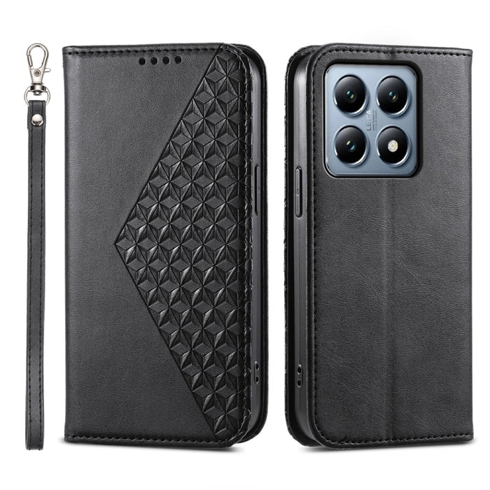 Funda de cuero magnética para teléfono con textura de becerro y cuadrícula cúbica, For Xiaomi 17 Max 5G, For Xiaomi 17T Pro 5G, For Xiaomi 17T 5G, For Xiaomi 17 Pro Max, For Xiaomi 17 Pro, For Xiaomi 17, For Xiaomi 15T Pro 5G, For Xiaomi 15T 5G        ...