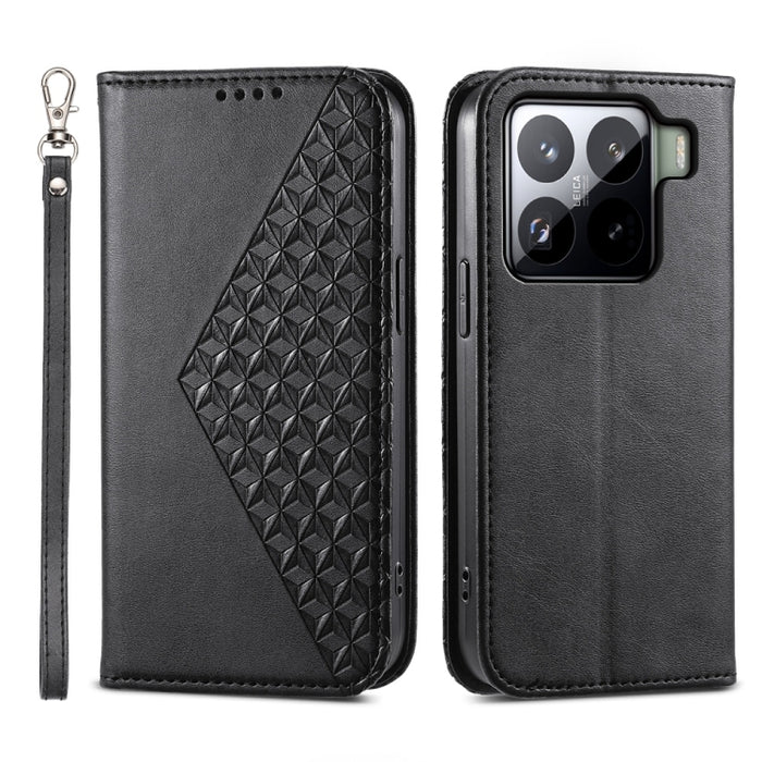 Funda de cuero magnética para teléfono con textura de becerro y cuadrícula cúbica, For Xiaomi 17 Max 5G, For Xiaomi 17T Pro 5G, For Xiaomi 17T 5G, For Xiaomi 17 Pro Max, For Xiaomi 17 Pro, For Xiaomi 17, For Xiaomi 15T Pro 5G, For Xiaomi 15T 5G        ...