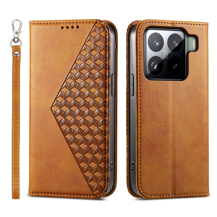 Funda de cuero magnética para teléfono con textura de becerro y cuadrícula cúbica, For Xiaomi 17 Max 5G, For Xiaomi 17T Pro 5G, For Xiaomi 17T 5G, For Xiaomi 17 Pro Max, For Xiaomi 17 Pro, For Xiaomi 17, For Xiaomi 15T Pro 5G, For Xiaomi 15T 5G        ...