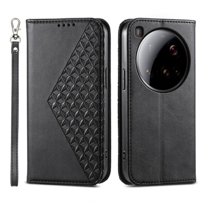 Funda de cuero magnética para teléfono con textura de becerro y cuadrícula cúbica, For Xiaomi 17 Max 5G, For Xiaomi 17T Pro 5G, For Xiaomi 17T 5G, For Xiaomi 17 Pro Max, For Xiaomi 17 Pro, For Xiaomi 17, For Xiaomi 15T Pro 5G, For Xiaomi 15T 5G        ...