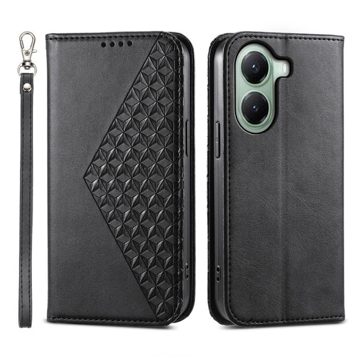 Funda de cuero magnética para teléfono con textura de becerro y cuadrícula cúbica, For Xiaomi 17 Max 5G, For Xiaomi 17T Pro 5G, For Xiaomi 17T 5G, For Xiaomi 17 Pro Max, For Xiaomi 17 Pro, For Xiaomi 17, For Xiaomi 15T Pro 5G, For Xiaomi 15T 5G        ...