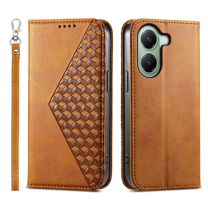 Funda de cuero magnética para teléfono con textura de becerro y cuadrícula cúbica, For Xiaomi 17 Max 5G, For Xiaomi 17T Pro 5G, For Xiaomi 17T 5G, For Xiaomi 17 Pro Max, For Xiaomi 17 Pro, For Xiaomi 17, For Xiaomi 15T Pro 5G, For Xiaomi 15T 5G        ...