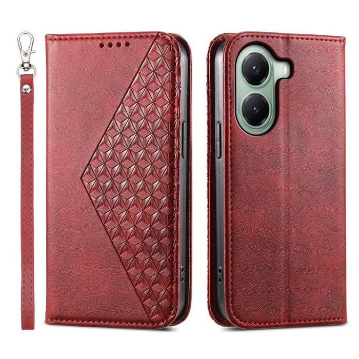 Funda de cuero magnética para teléfono con textura de becerro y cuadrícula cúbica, For Xiaomi 17 Max 5G, For Xiaomi 17T Pro 5G, For Xiaomi 17T 5G, For Xiaomi 17 Pro Max, For Xiaomi 17 Pro, For Xiaomi 17, For Xiaomi 15T Pro 5G, For Xiaomi 15T 5G        ...