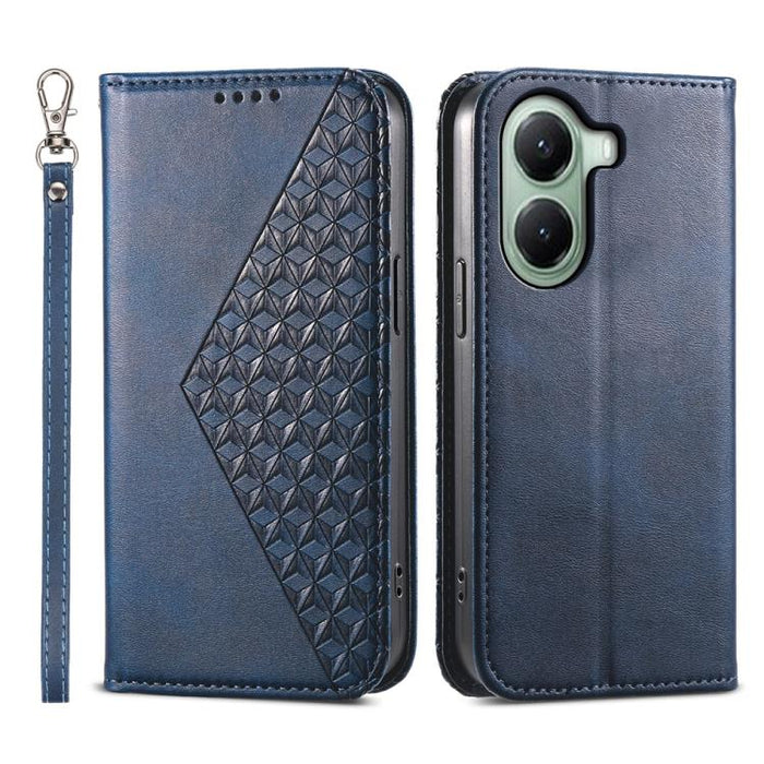 Funda de cuero magnética para teléfono con textura de becerro y cuadrícula cúbica, For Xiaomi 17 Max 5G, For Xiaomi 17T Pro 5G, For Xiaomi 17T 5G, For Xiaomi 17 Pro Max, For Xiaomi 17 Pro, For Xiaomi 17, For Xiaomi 15T Pro 5G, For Xiaomi 15T 5G        ...