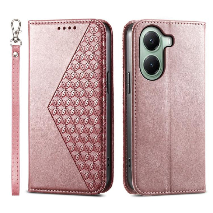 Funda de cuero magnética para teléfono con textura de becerro y cuadrícula cúbica, For Xiaomi 17 Max 5G, For Xiaomi 17T Pro 5G, For Xiaomi 17T 5G, For Xiaomi 17 Pro Max, For Xiaomi 17 Pro, For Xiaomi 17, For Xiaomi 15T Pro 5G, For Xiaomi 15T 5G        ...