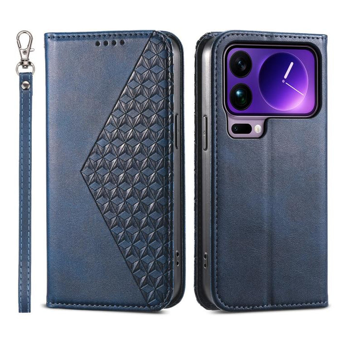 Funda de cuero magnética para teléfono con textura de becerro y cuadrícula cúbica, For Xiaomi 17 Max 5G, For Xiaomi 17T Pro 5G, For Xiaomi 17T 5G, For Xiaomi 17 Pro Max, For Xiaomi 17 Pro, For Xiaomi 17, For Xiaomi 15T Pro 5G, For Xiaomi 15T 5G        ...